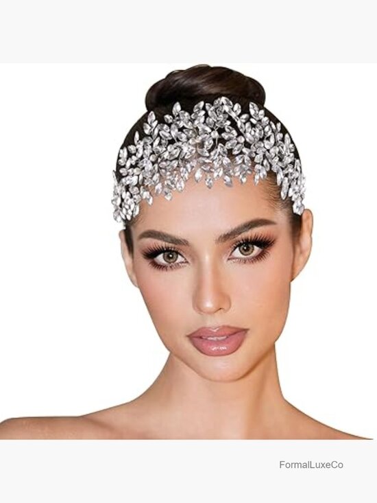 Handmade Rhinestone Bridal Headpiece Silver Hair Accessory Wedding Crown